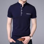 2021-New-Fashion-Brand-Polo-Shirt-Men-s-Summer-Mandarin-Collar-Slim-Fit-Solid-Color-Button